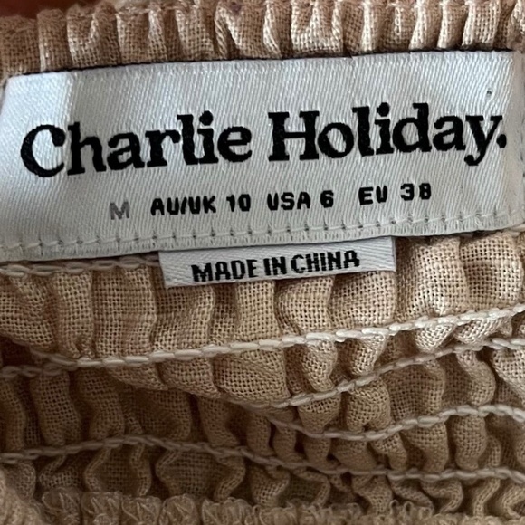 Charlie Holiday Sonny Tie Front Women's Mini Dress Oat Size Medium, NWT - Picture 10 of 11